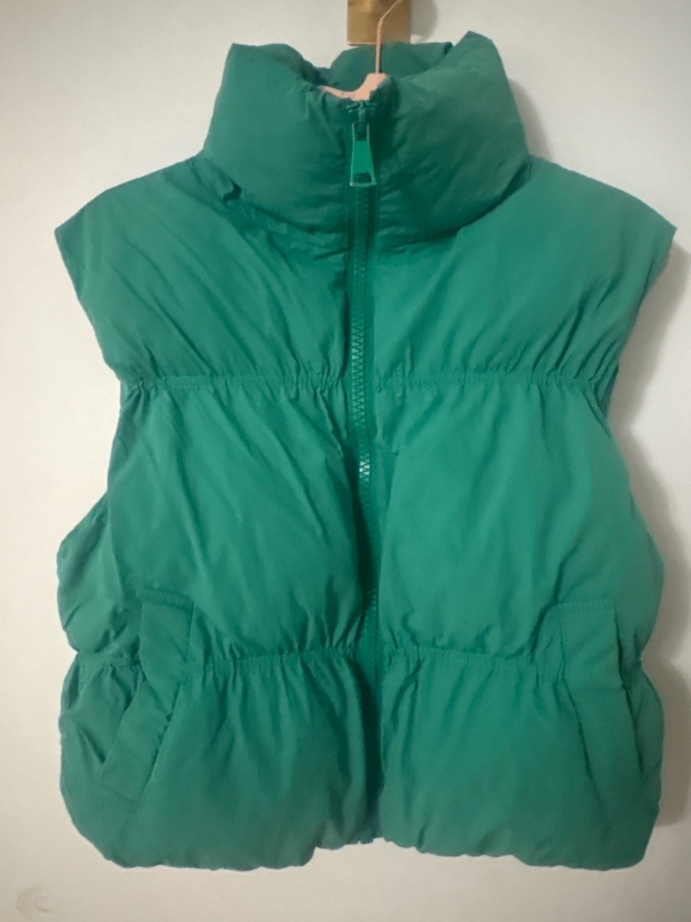 Emerald Green Puffer Vest Women's Small Zip Up Quilted Winter